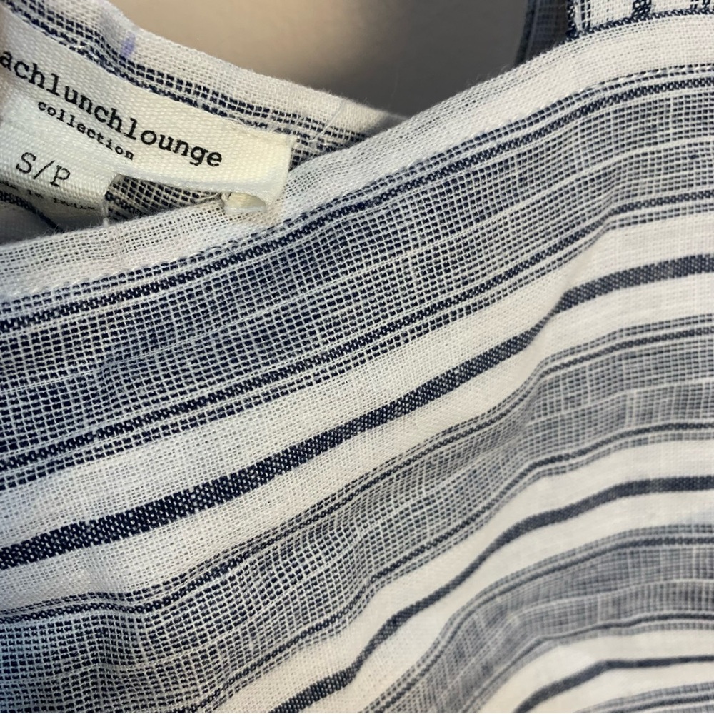 Beachlunchlounge Striped Linen Blend Wide Leg Cropped Jumpsuit - Picture 3 of 10